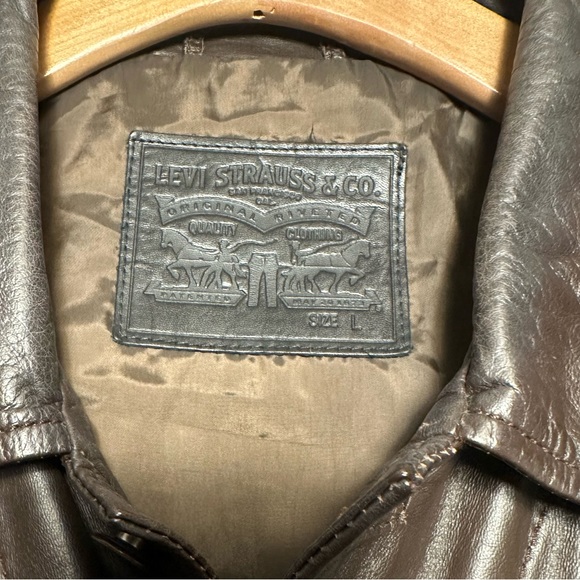 Levi’s Strauss 100% Polyester Brown Button Down Jacket Coat - Men’s Size Large - Picture 3 of 7